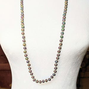 Pretty Peacock Crystal Knotted Necklace -36 inch - - LadybugfeetDesigns -