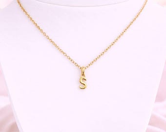 Mini Bubble Initial Necklace - Gold- 20 inch