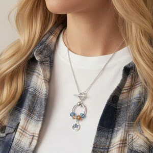 Sleeping Under the Stars Sterling Silver Toggle Charm Necklace, 20 inches - - LadybugfeetDesigns -