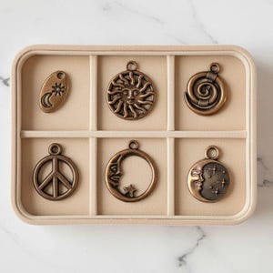Celestial Mini Charm Box - 6 pc., Rose-Gold/Copper - - LadybugfeetDesigns -