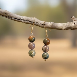Tourmaline Beaded Hook Earrings, Gold - - LadybugfeetDesigns -