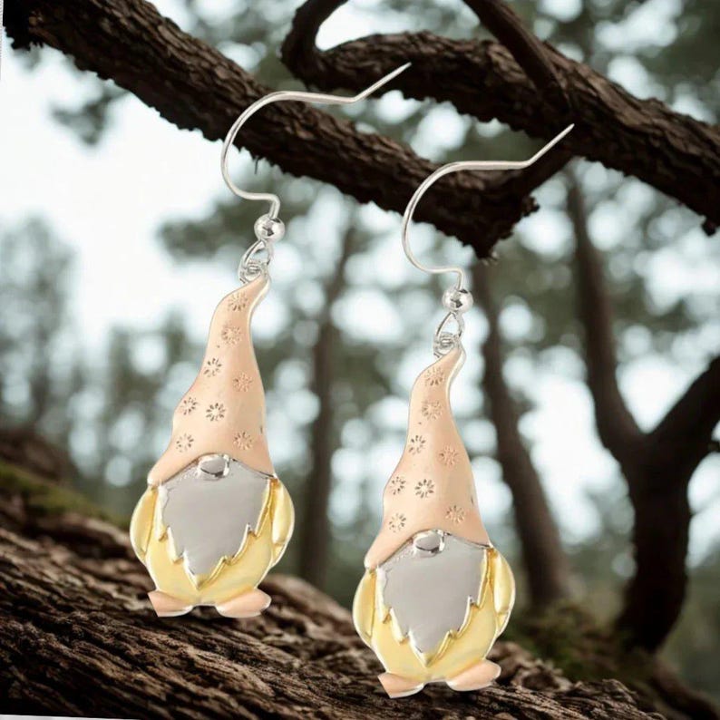 Boho Gnome hook earrings II - Silver - - LadybugfeetDesigns -