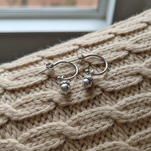 Acorn Hoop Earrings, Silver - 16mm - - LadybugfeetDesigns -