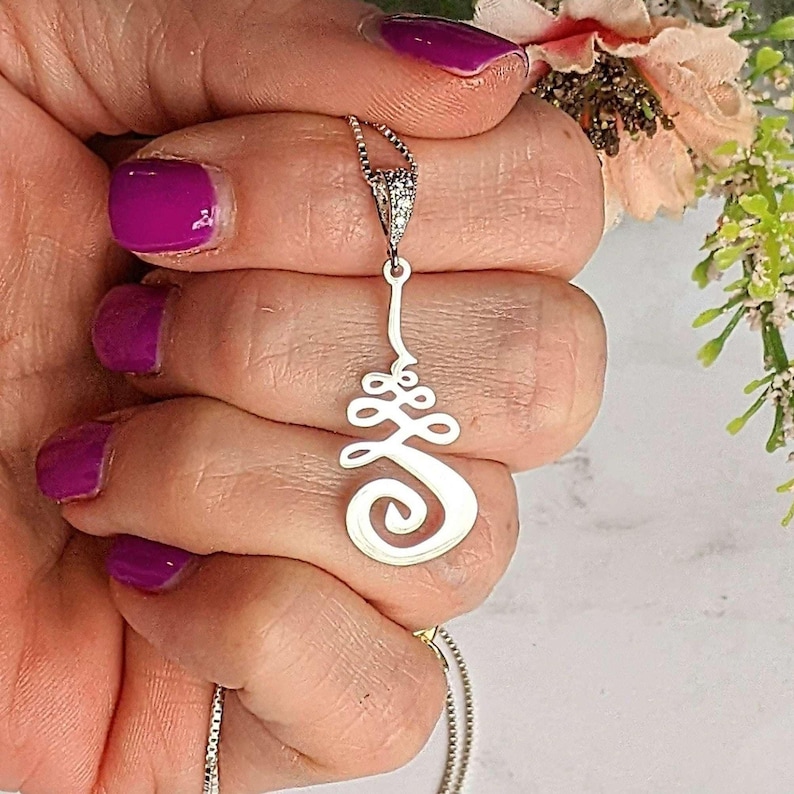 Unalome Earring/Necklace Set, Silver - Adjustable - - LadybugfeetDesigns -