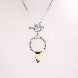 Kitty And Balloon Sterling Silver Toggle Charm Necklace, 20 inches - - LadybugfeetDesigns -