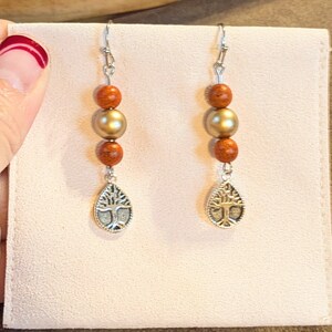 Teardrop Tree of Life Hook Earrings, Silver - - LadybugfeetDesigns -
