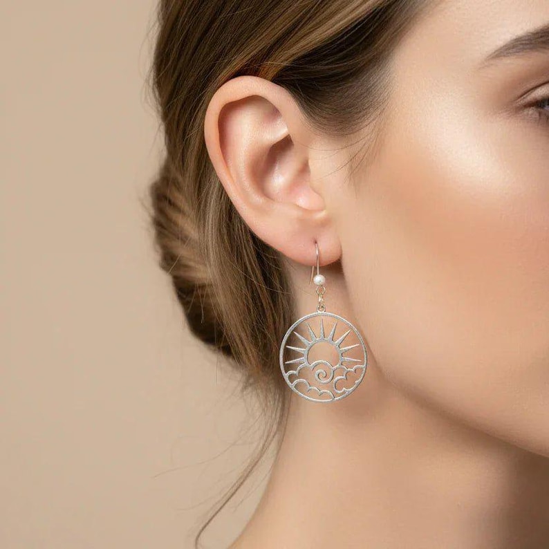 Sunny Day Sterling Silver dangle earrings - - LadybugfeetDesigns -