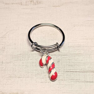 Candy Cane Expandable Charm Ring - - LadybugfeetDesigns -