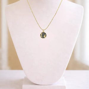 Blue Enamel Zodiac Pendant Necklace, Gold - 20 inches - - LadybugfeetDesigns -