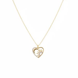 Sun Moon Heart necklace, Gold - 20 inch - - LadybugfeetDesigns -