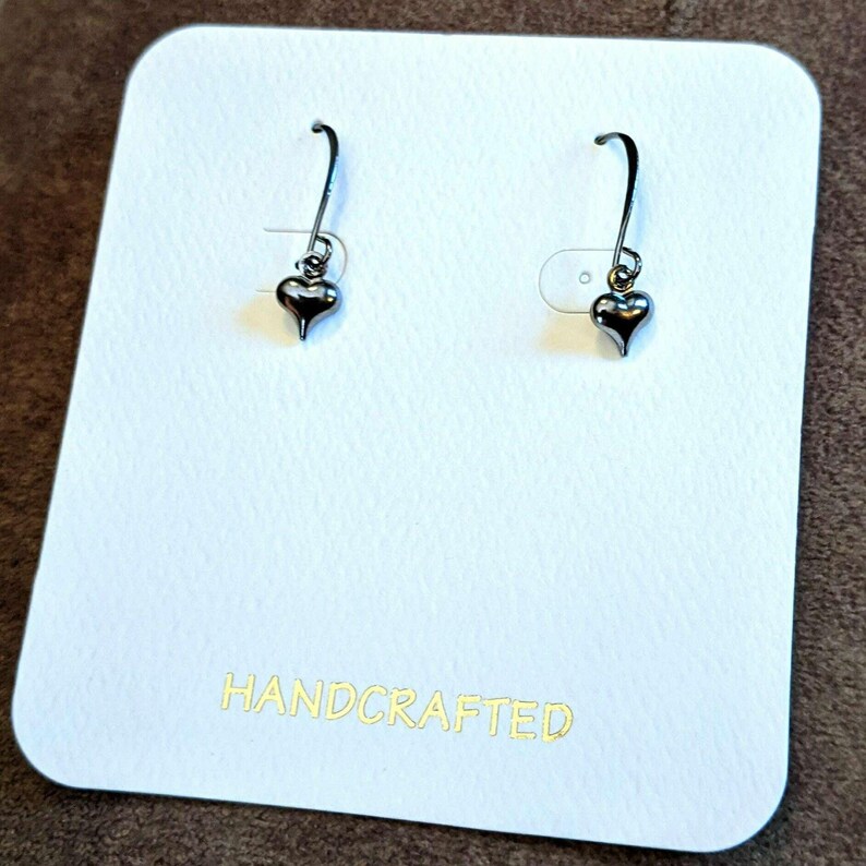Tiny Puffy Heart Earrings - - LadybugfeetDesigns -