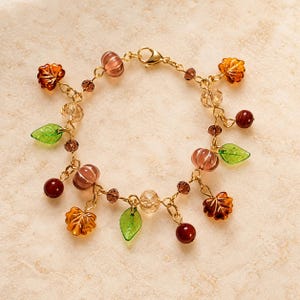Autumn Glow Crystal Bead Bracelet, Gold - - LadybugfeetDesigns -