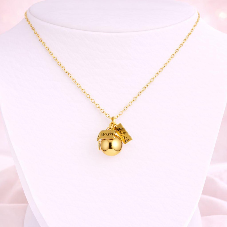 Prayer/Wish Locket Necklace, Gold - 18 inch - - LadybugfeetDesigns -
