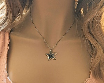 Natural Rainbow Shell Starfish necklace, 18- 24 inch