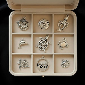 Ocean Lover II Charm Box - 9 pc., Silver - - LadybugfeetDesigns -
