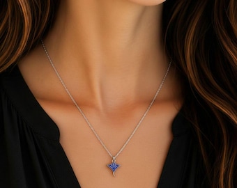 Blue Stingray Necklace, 20 inches - Silver
