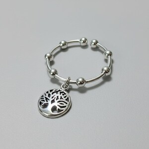 Sterling Silver Tree of Life Adjustable Charm Ring - - LadybugfeetDesigns -