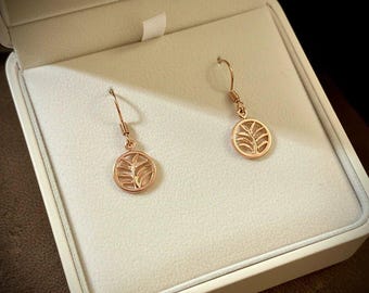 Palm Leaf Rose Gold dangle earrings