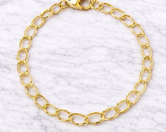 14K Gold Filled Hammered Charm Bracelet Base - D.i.y. - Build Your Charm Bracelet!