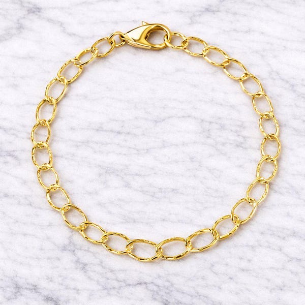 14K Gold Filled Hammered Charm Bracelet Base - D.i.y. - Build Your Charm Bracelet!