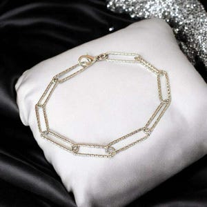 Diamond Cut Silver Paperclip Chain Bracelet - - LadybugfeetDesigns -