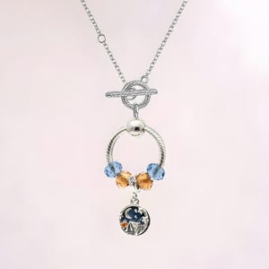 Sleeping Under the Stars Sterling Silver Toggle Charm Necklace, 20 inches - - LadybugfeetDesigns -
