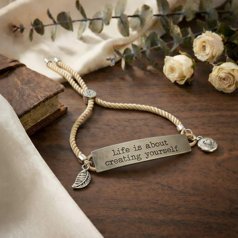 Life is About Creating Yourself bracelet - - LadybugfeetDesigns -