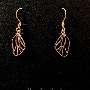 Butterfly/Fairy Wing Rose Gold necklace/earrings set, 18 inch - - LadybugfeetDesigns -