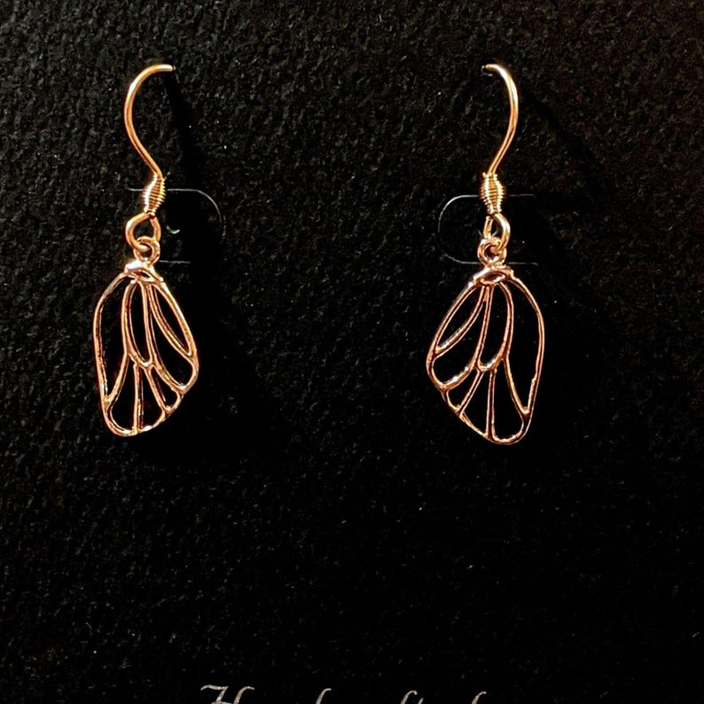 Butterfly/Fairy Wing Rose Gold necklace/earrings set, 18 inch - - LadybugfeetDesigns -