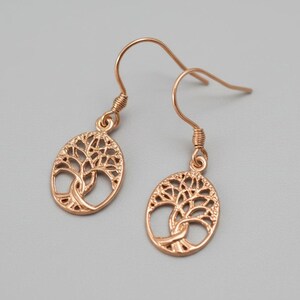 Tree of Life Rose Gold necklace earrings set,18 inch - - LadybugfeetDesigns -