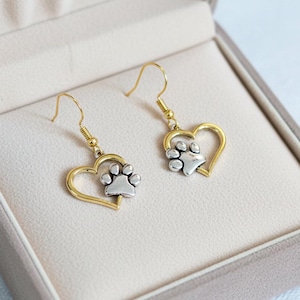 Dog/Cat Paw Print Earrings, Gold