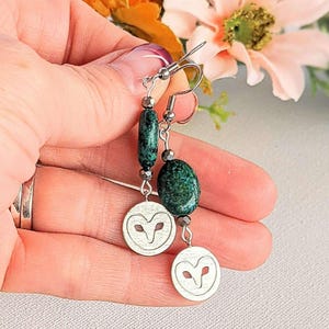 African Turquoise Jasper Owl Bracelet/Earring Set - - LadybugfeetDesigns -