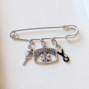 Paramedic Safety Pin Brooch, Purse Charm - - LadybugfeetDesigns -