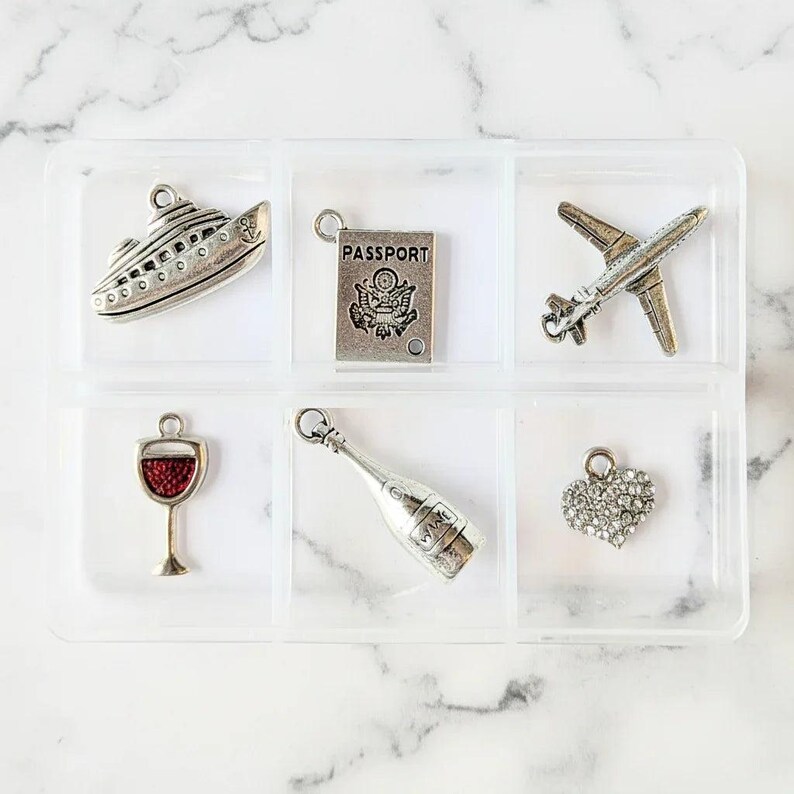 Romantic Getaway Mini Charm Box - 6 pc., Silver - - LadybugfeetDesigns -