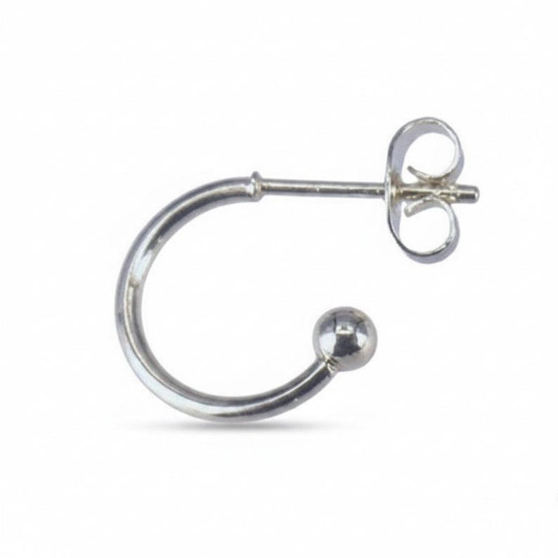 Birthstone Mini Hoop Huggie Earrings - Silver, Hoop Drop - 10mm - - LadybugfeetDesigns -