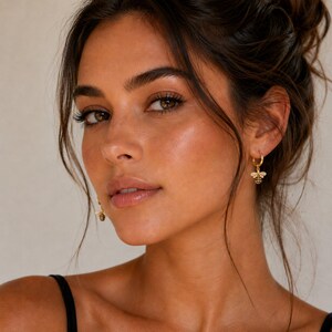 CZ Honeybee Hoop earrings, Gold -12mm - - LadybugfeetDesigns -