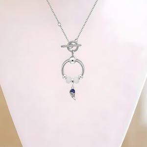 Angel Wing Sterling Silver Toggle Charm Necklace, 20 inches - - LadybugfeetDesigns -
