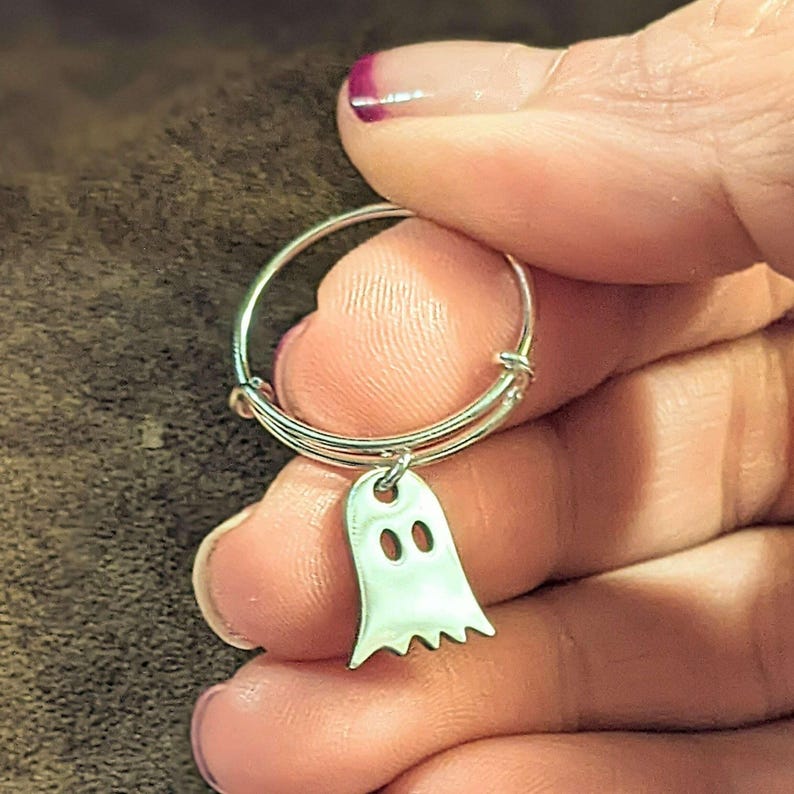 Ghost Expandable Charm Ring - - LadybugfeetDesigns -