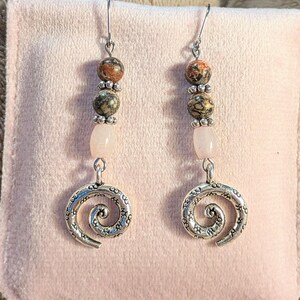 Opal, Jasper Swirl Earrings - - LadybugfeetDesigns -