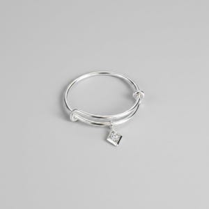 Tiny CZ Diamond Adjustable Charm Ring, Silver - - LadybugfeetDesigns -