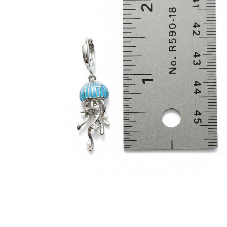 Jellyfish Huggie Hoop earrings, Silver - 15mm - - LadybugfeetDesigns -