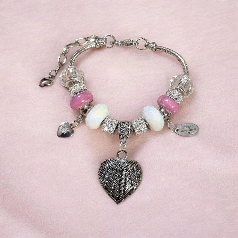 Forever in My Heart Memory bracelet, Silver - - LadybugfeetDesigns -