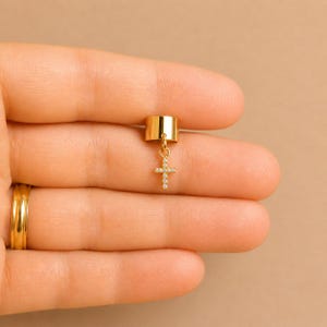 CZ Cross Ear Cuff, Gold - - LadybugfeetDesigns -