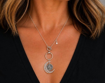 Crescent Moon Zodiac Sign Necklace, Silver - 20 inch