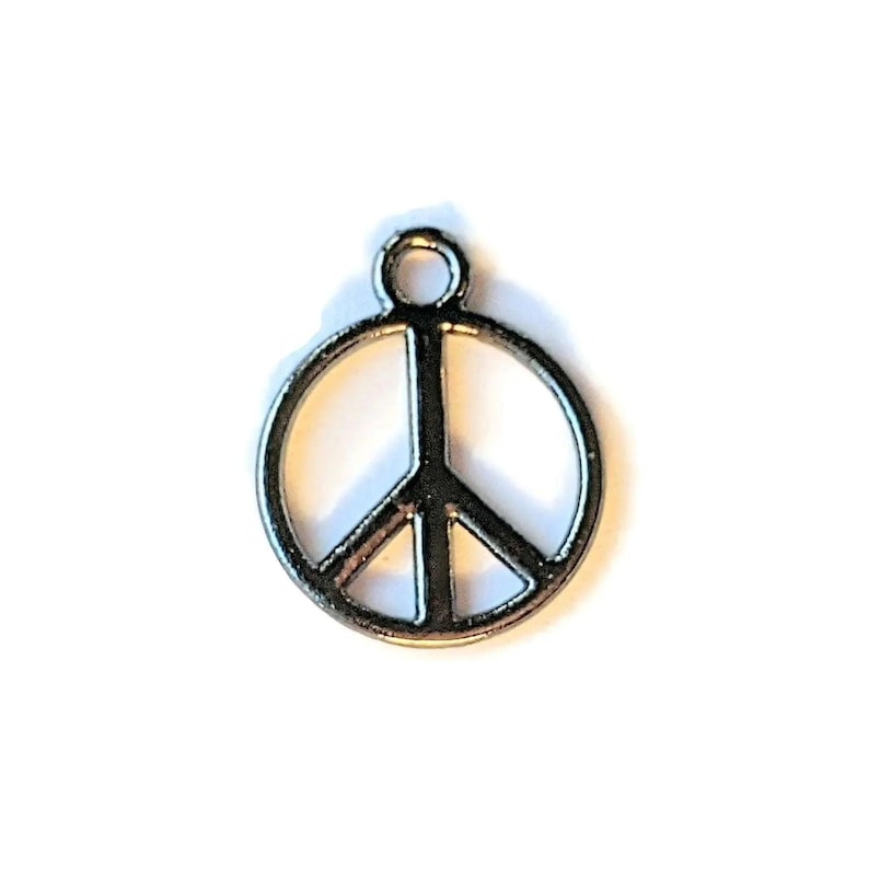 Gunmetal Peace Sign Charm - - LadybugfeetDesigns -