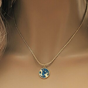 Blue Enamel Zodiac Pendant Necklace, Gold - 20 inches - - LadybugfeetDesigns -