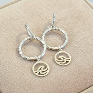 Sterling Double Hoop Sterling Wave Earrings, 3 in 1 Hoops - - LadybugfeetDesigns -