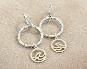 Sterling Double Hoop Sterling Wave Earrings, 3 in 1 Hoops