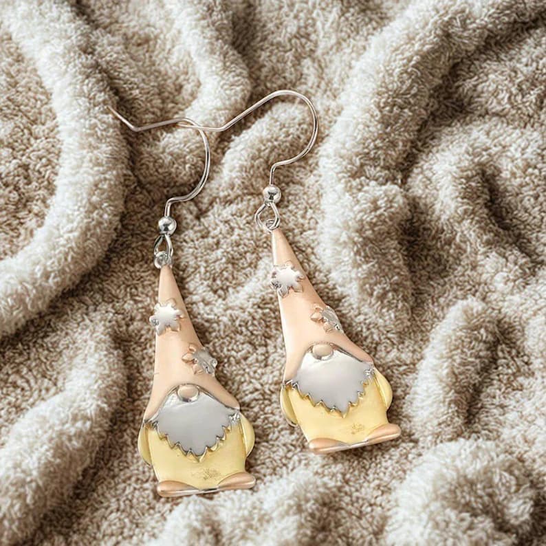 Boho Gnome hook earrings III - Silver - - LadybugfeetDesigns -