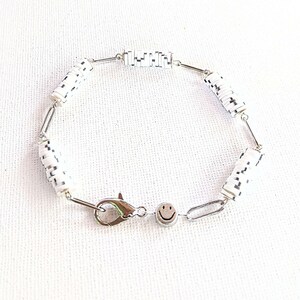 Salt & Pepper Smiley Stainless Steel Paperclip Chain Bracelet - - LadybugfeetDesigns -